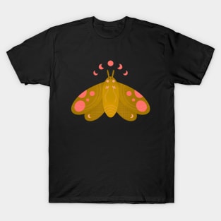 Retro Moth - Pink and Olive Green T-Shirt